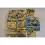 Thirteen frog aircraft kits in header bags including Spitfires, Hawker Tempest, North American