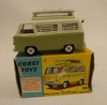 Corgi 420 Ford Thames Caravan in two tone green, box good, model excellent