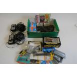 N gauge track and accessories including set track and point 12v controllers, trackside building