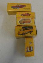 Atlas Dinky 555 Ford Thunderbird, 157 Jaguar XK120, 482 Bedford van, 25 Ford truck and 49d Petrol