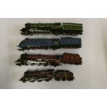 Hornby LNER Flying Scotsman, LNER Mallard, LMS Princess Elizabeth and LMS Crab, all items unboxed,