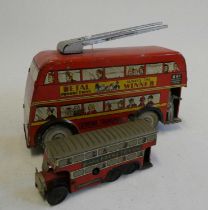 Bento clockwork general transport trolley bus, some minor scratching on tin plate printing,