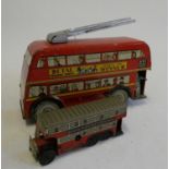 Bento clockwork general transport trolley bus, some minor scratching on tin plate printing,