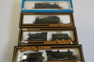 Four GWR locomotives by Mainline and Airfix comprising Hinton Manor, Prairie tank, Class 6600 and