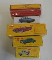 Atlas Dinky 555 Ford Thunderbird, 197 Morris Mini Traveller, 157 Jaguar XK120 Coupe, 29d Renault