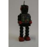 Yoshiya (KO) Japan clockwork walking robot with coloured gearing in body, tested in working order,