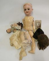 Louis Lindner & Sohne bisque socket head doll, with brown glass sleeping eyes, open mouth, teeth,