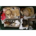 Box of good quality antique dolls clothes and accessories, including shoes and hats Condition