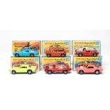 Six Matchbox Superfast cars comprising 8 Wildcat Dragster, 14 Iso Grifo, 29 racing Mini, 36 Draguar,