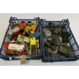 Quantity of playworn diecast vehicles including trucks, Dinky conveyer and Army vehicles, most items