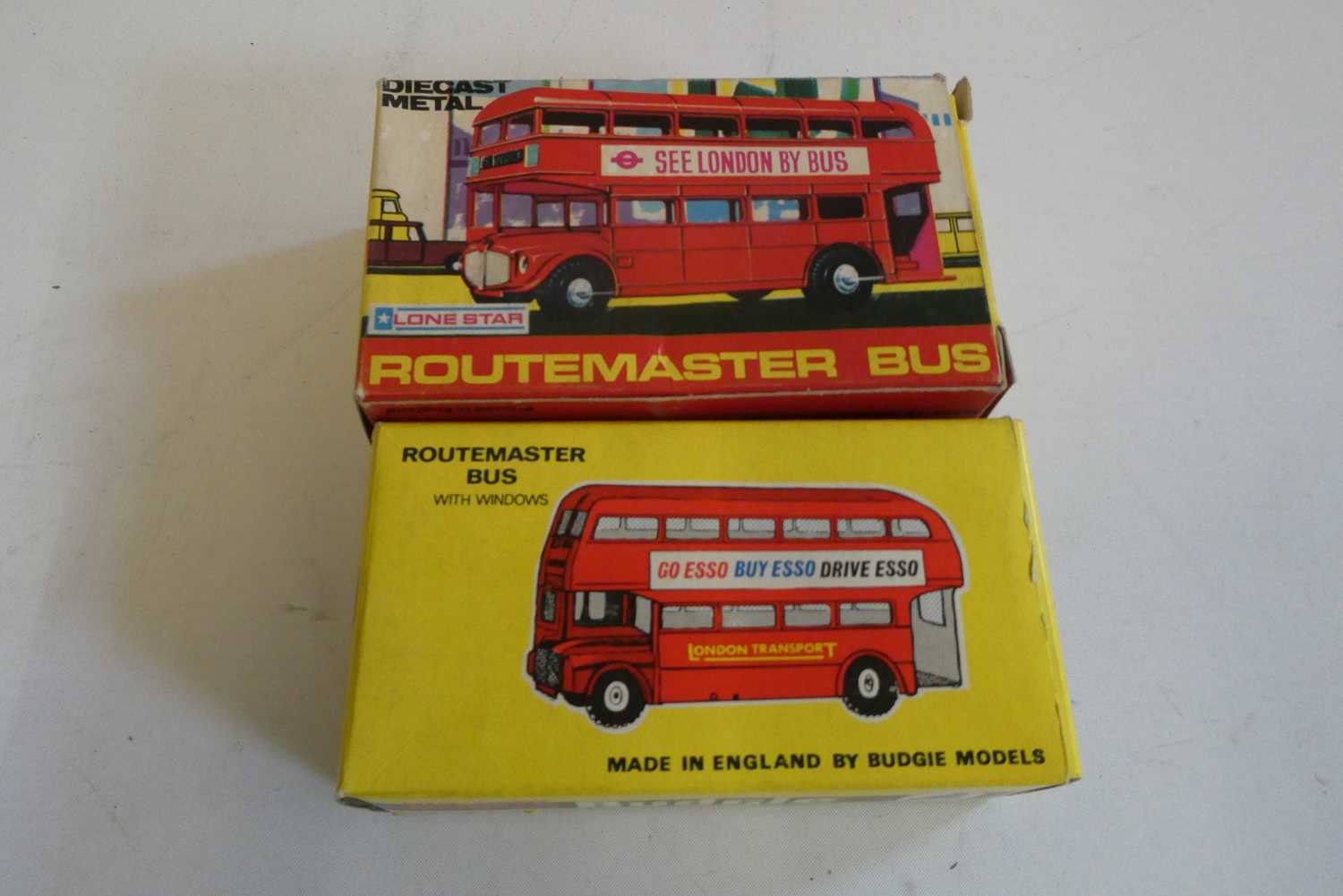 Two Route Master buses comprising 236 Budgie Model and Lone Star model, both items boxed, excellent