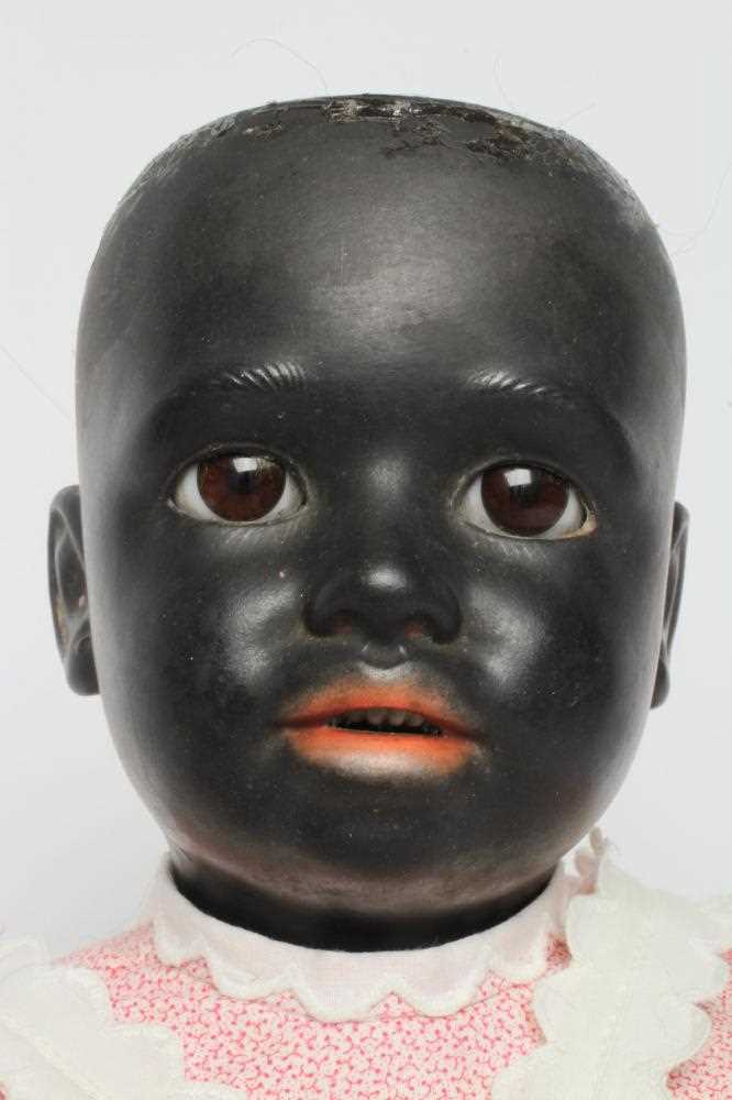 A rare Simon & Halbig bisque socket head girl doll, with brown glass sleeping eyes, open mouth, - Image 2 of 3