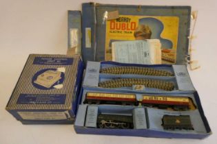 Hornby Dublo Train Set EDP 11 with Silver King A4 locomotive, two passenger coaches and track and 12