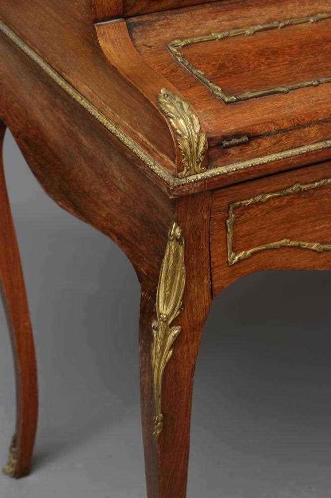 A ROSEWOOD BUREAU-DE-DAME, late 19th century, with gilt metal mounts, the galleried upper part - Image 5 of 6