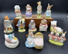 Twelve Royal Albert The World of Beatrix Potter figurines 'Benjamin wakes up', 'Timmy Tiptoes', '