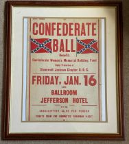 A framed original poster advertising a Confederate Ball on 16th January 1953 image measuring 51.