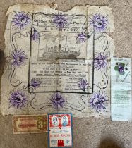 A memorial paper napkin commemorating the loss of life on the sinking of the SS Titanic,