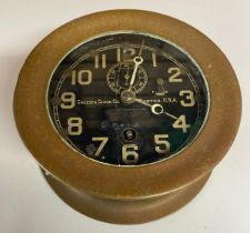 A Chelsea Clock Co. Boston, USA ship's brass case clock. Dial 10.5cm d.