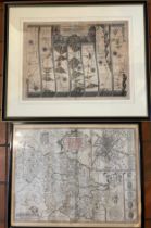 John Ogilby strip map of the road from York to Whitby & Scarborough circa 1700, 35cm x 47cm John