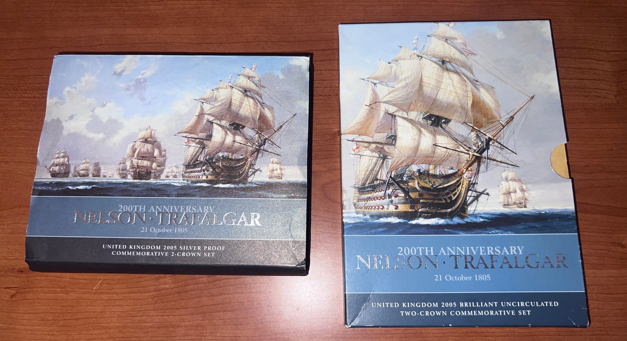 A cased silver proof 200th Anniversary Nelson - Trafalgar 2 crown commemorative set with certificate