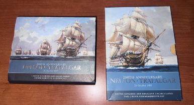 A cased silver proof 200th Anniversary Nelson - Trafalgar 2 crown commemorative set with certificate