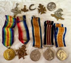 A WWI First World War medal group to one 12790 CPL. W. Beck York R. comprising: Victory Medal ,