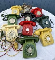 A collection of colourful telephones, G.P.O., G.E.C etc. (10)