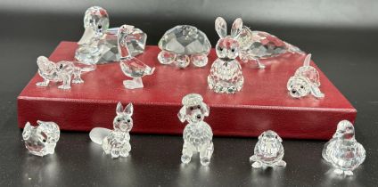A collection of 12 Swarovski Silver Crystal boxed ornaments to include 7613NR 000 004 Duck, 7661NR