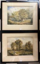 A pair of watercolour landscapes attributed to William Havell 1782-1857. Sight size 34cm x 24cm.