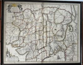 A hand coloured 18thC map of the Mogul Empire by Hendrik Hondius and Frederik de Wit circa 1730.