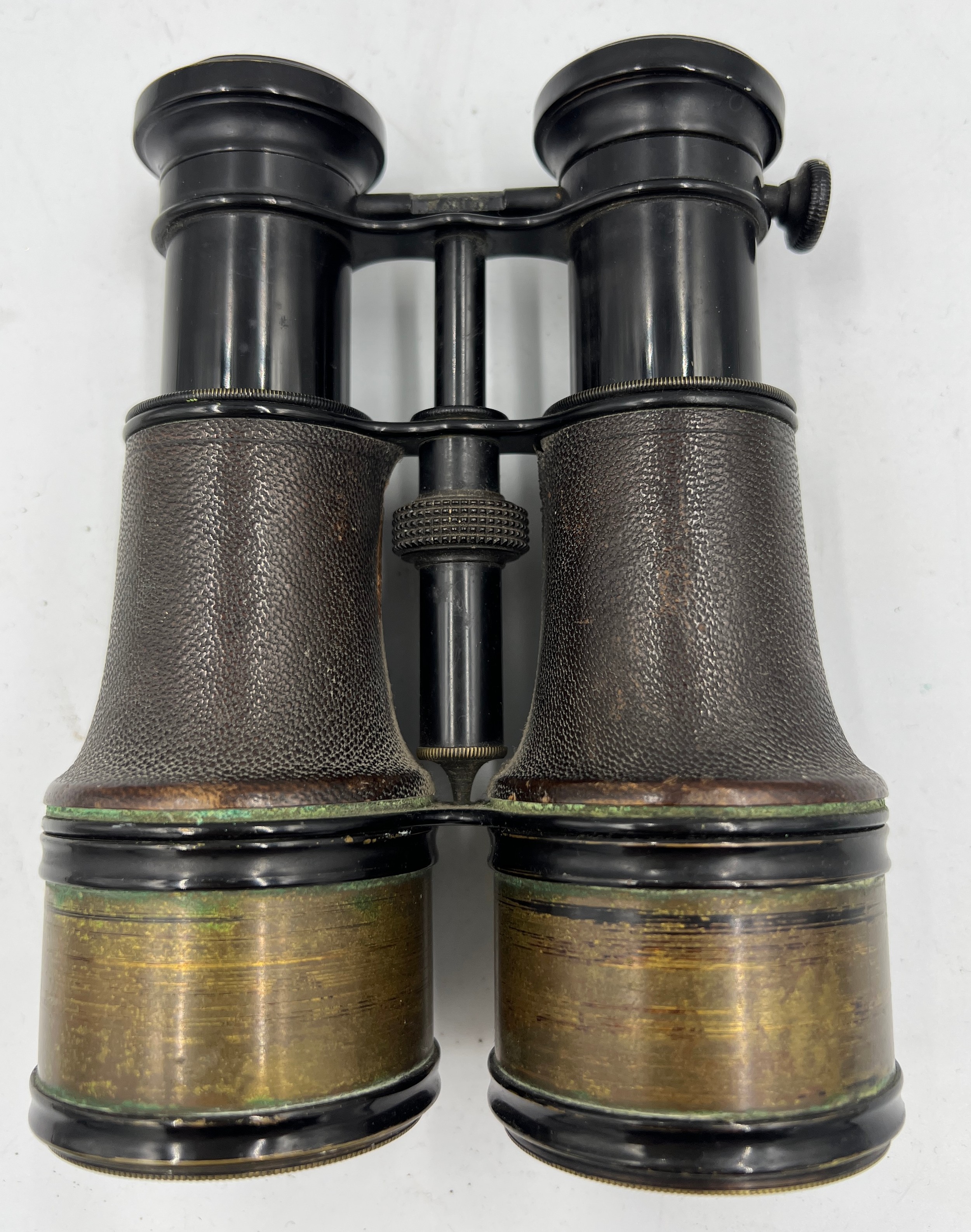 Leather and brass cased binoculars, maker JB Dancer Manchester. - Image 3 of 6