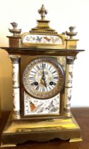 A 19thC French faience and gilt mounted mantle clock with brocot movement, approximately 36cm h x