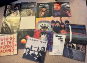 A quantity of vintage Beatles, Wings and Paul McCartney LP records including Wings At The Speed Of