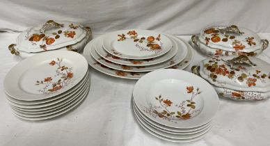 G D & Cie, Limoges dinner ware to include three tureens with covers, largest approx. 18cm h x 35cm