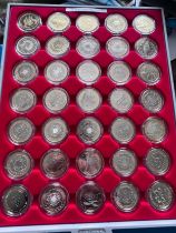 Two trays of 41 two pound proof coins from 1986 to 2010 to include 1999 Rugby World Cup, 2002