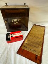 A wooden plinth, 70cm h x 24cm w, displaying a list of 11 Doctors/Consultants on brass name plates