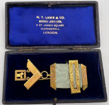 A 9ct Past Master Jewel presented by the Officers of the Constitutional Lodge 294 to W.B.S. Roy 6.EE