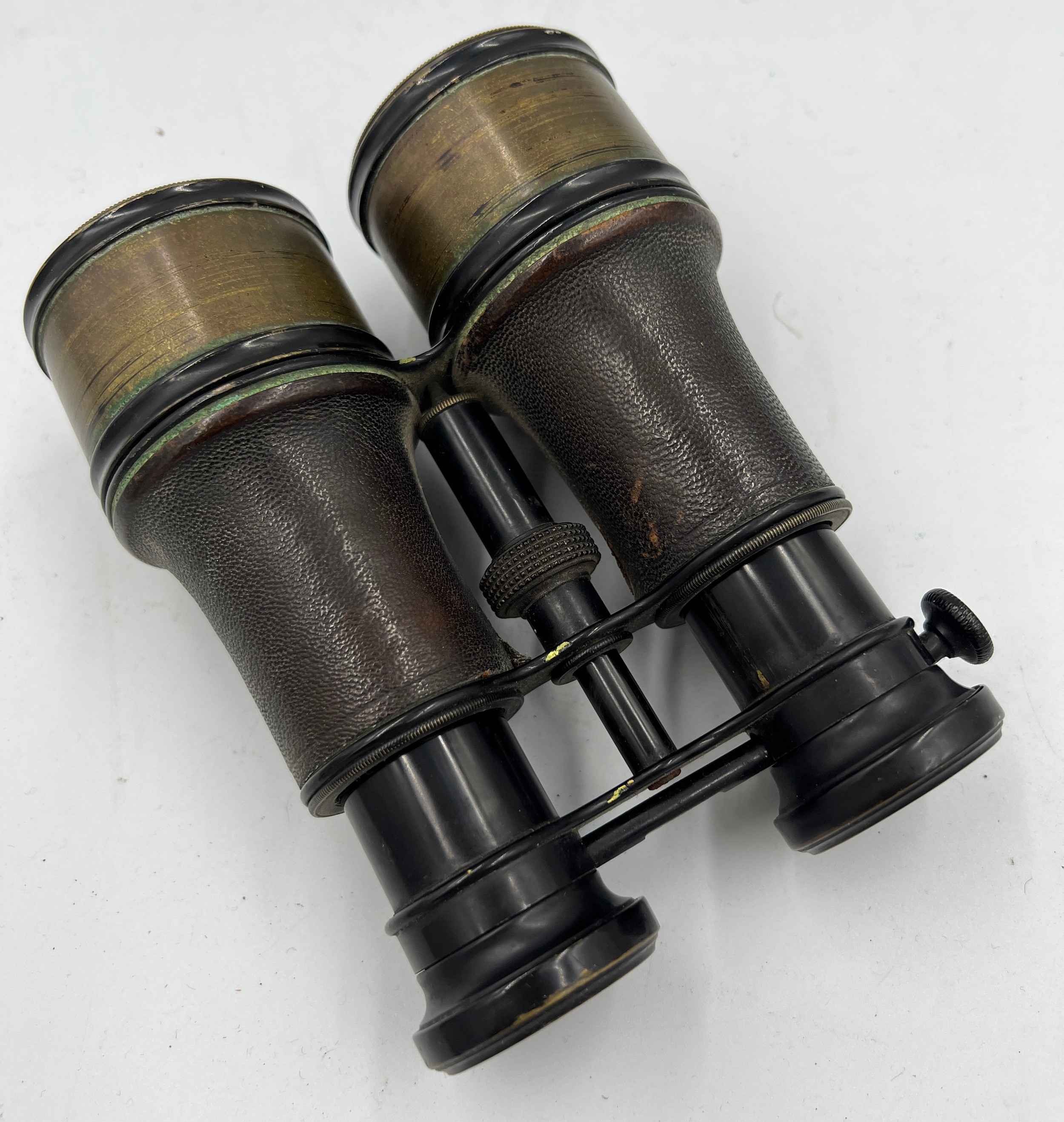 Leather and brass cased binoculars, maker JB Dancer Manchester. - Image 4 of 6