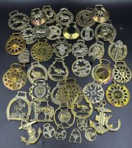 A quantity of good quality horse brasses to include John Peel, Golden Hind, Sure Sedfast, vintage