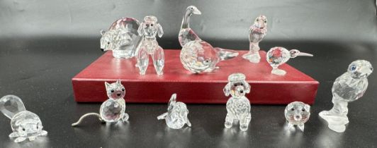 A collection of 12 Swarovski Silver Crystal boxed ornaments to include 7621NR 000 001 Kookaburra,