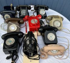 A collection ofvarious telephones to include P.O., British Telecom, Princess Bell, etc.