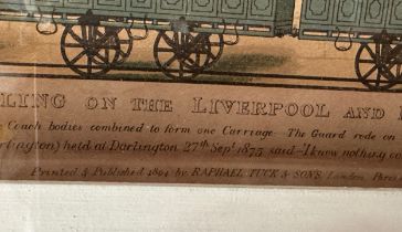 Railway interest: Two Travelling on the Liverpool and Manchester Railway, 1831, Colour Lithographs