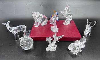 Eight boxed pieces of Swarovski crystal to include 7637 Grizzly Bear measuring approx. 8.5cm h x 9cm