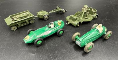 Dinky Military & Racing Cars to include 239 Vanwall and 233 Cooper-Bristol and Military vehicles