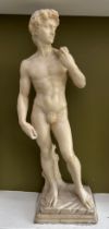 A marble figure depicting Michelangelo's David. 63cm h.