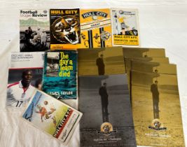 Football interest to include Hull City programmes and book The Day a Team Died by Frank Taylor