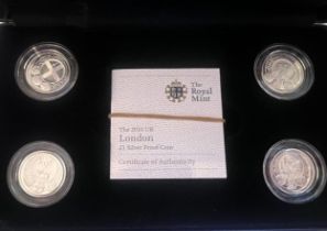 A 2010 Royal Mint UK London £1 Silver Proof Coin 'Four Cities' silver proof Piedfort collection,