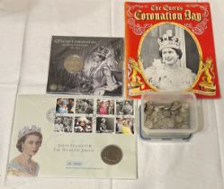 Coins to include 2013 Queen’s Coronation 60th anniversary £5, still mint in sealed pack, a Queen