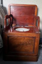 A Victorian mahogany commode with white ceramic pot to interior. 49cm h x 56cm w x 44cm d.