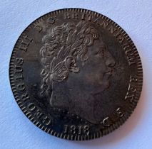 A George III, 1760-1820 Silver crown, 1818. 28.2gm.